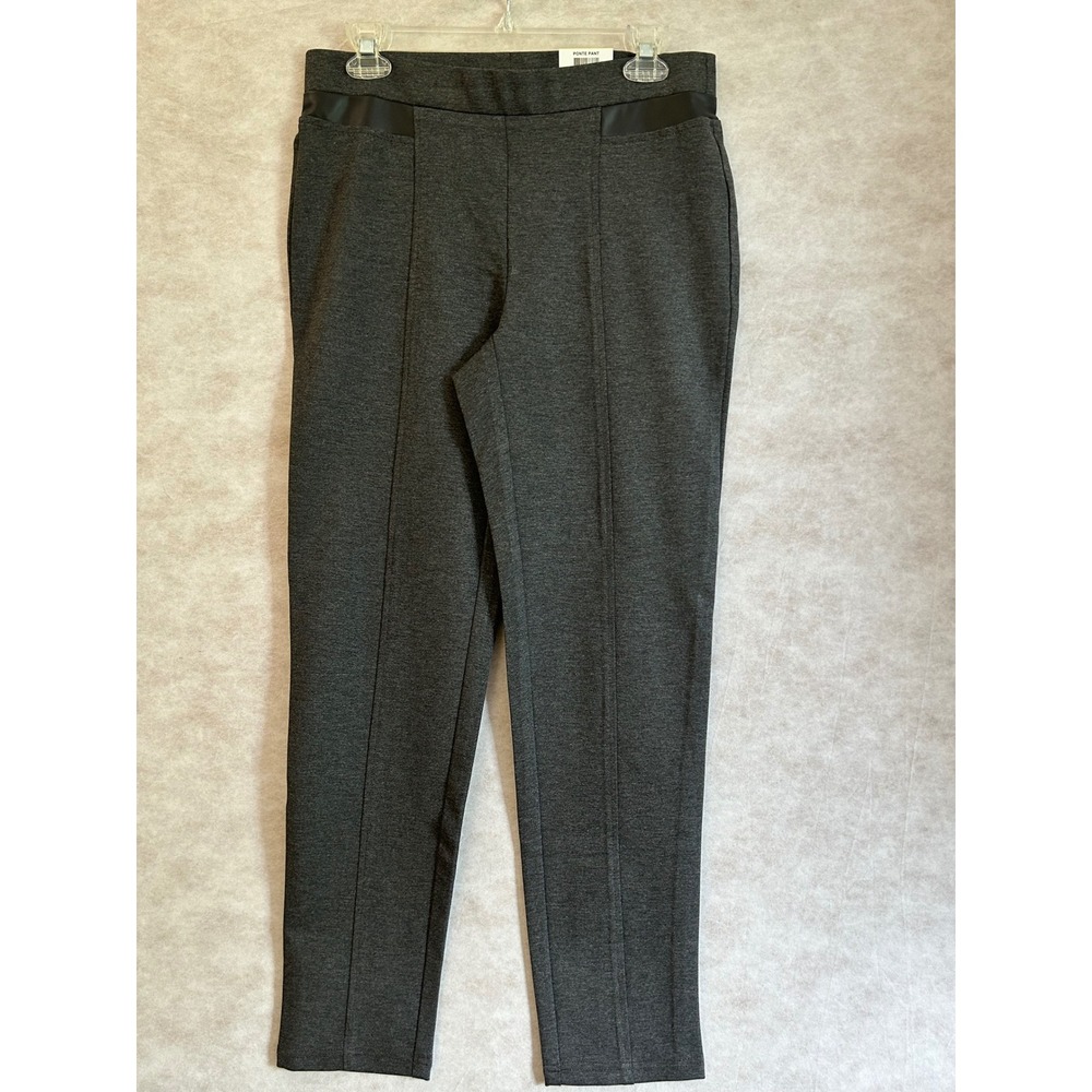 JM Collection Petite Skinny Leg Ponte Pants Charcoal Nite Gray PM 100074187PT